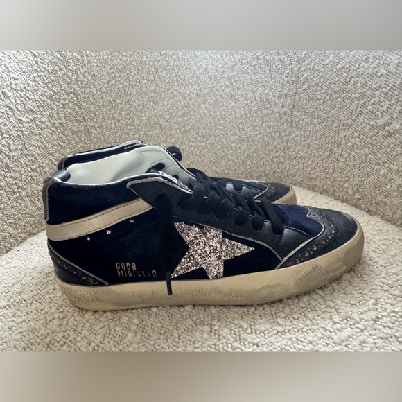 Golden Goose Mid Star Sneaker Navy Blue Gold Glitter NIB Auth - Picture 2 of 14